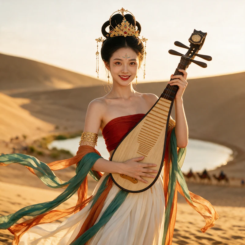 敦煌鸣沙山月牙泉 · AI 女性风格预览