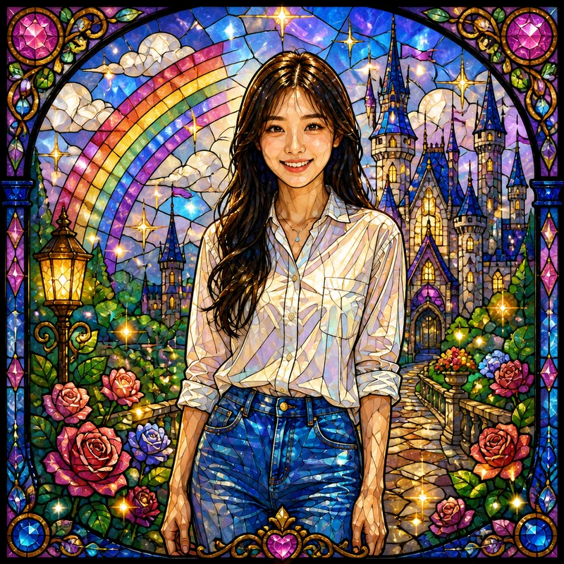玻璃彩窗 · AI 女性风格预览