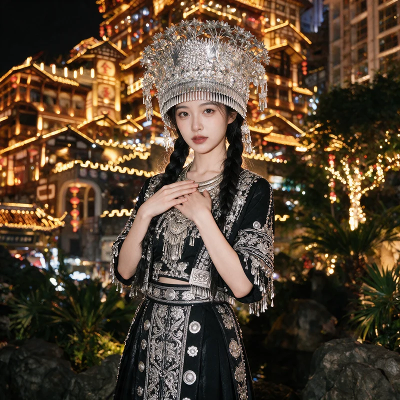 洪崖洞夜景 · AI 女性风格预览