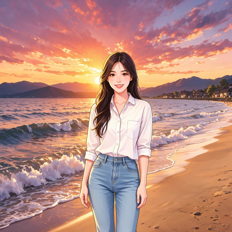 海晏村日落 · AI 女性风格预览