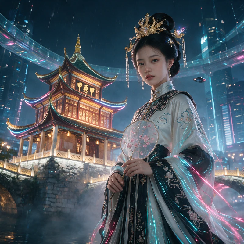 甲秀楼-赛博朋克 · AI 女性风格预览